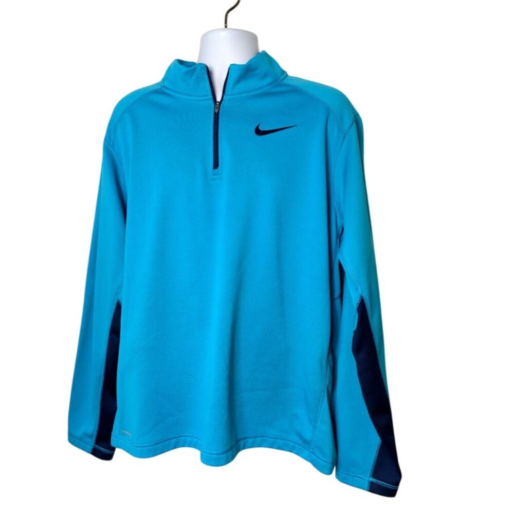Nike Mens Therma-Fit Pullover XXL Fleece Sweatshirt Blue 1/4 Zip Training Top